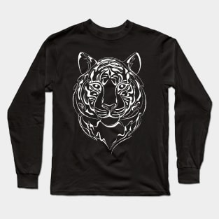 Continuous Line Tiger Portrait. 2022 New Year Symbol by Chinese Horoscope Long Sleeve T-Shirt